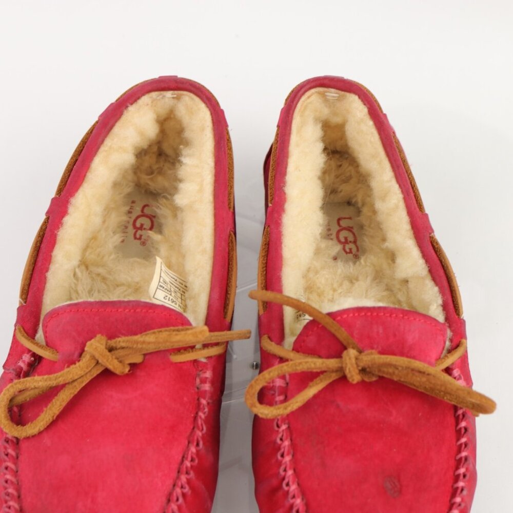 Ugg Womens Dakota Slip On Shoe Size 7 Red Suede Shearling‎ Sherpa Moccasin - Picture 9 of 12